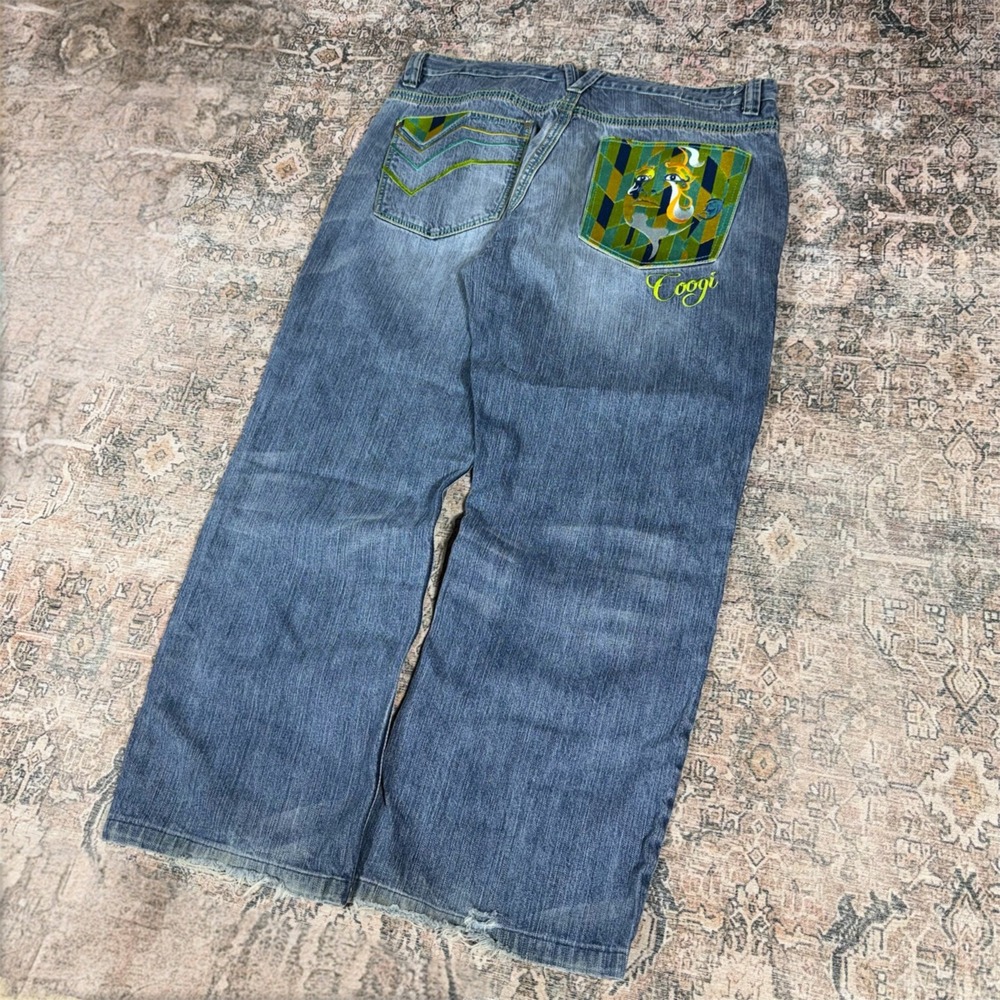 Early 2000s Y2K Coogi Crazy Embroidery Baggy Jeans Size 42x31